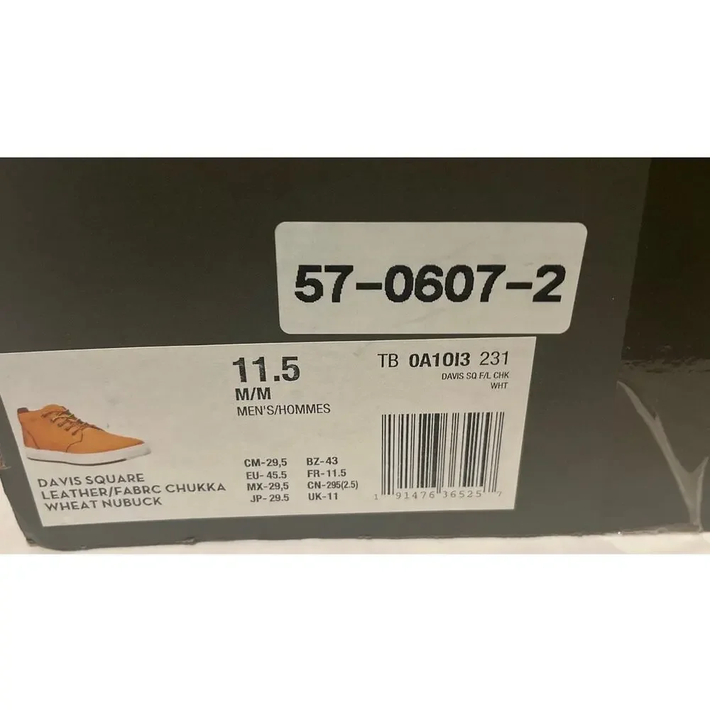 Timberland Davis Square Chukka A1013 Shoes - Size: 11.5 - Wheat - NEW with box